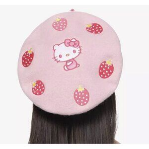 Sanrio Bioworld Hello Kitty Strawberry Bow Kawaii Beret Pink OSFM NEW